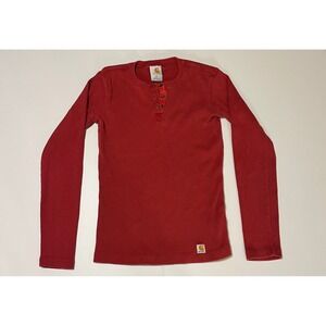 Carhartt Womens Base Layer Red Ribbed Long Sleeve Henley Size XS Utility Work